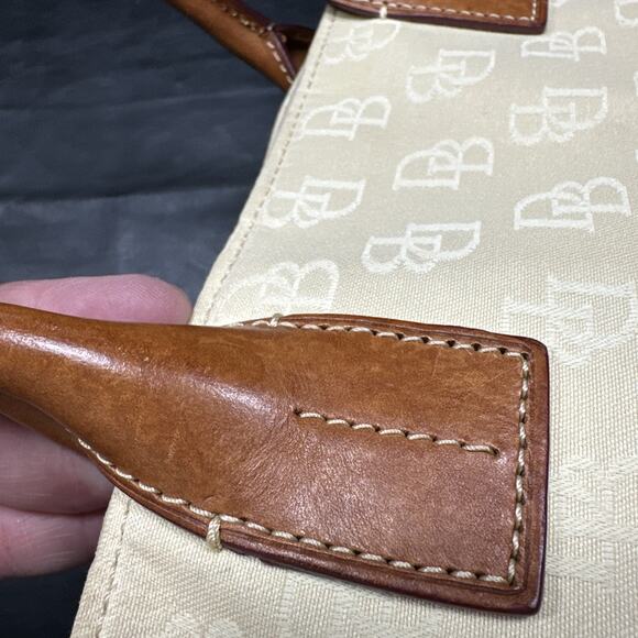DOONEY & BOURKE Light Tan MEDIUM Canvas Leather Snap Handbag - Picture 12 of 16